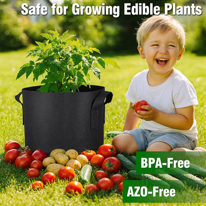 12-Pack 3 Gallon Grow Bags, Heavy Duty Fabric Pots with Handles, Reusable Plant Bags for Vegetable, Herbs & Flowers, Bpa-Free, Breathable, Durable