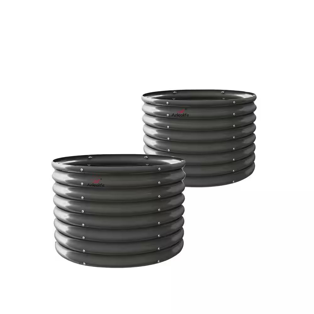 3 Ft. X 24 In. Steel Quartz Grey Outdoor Raised Garden Beds for Planting Vegetables