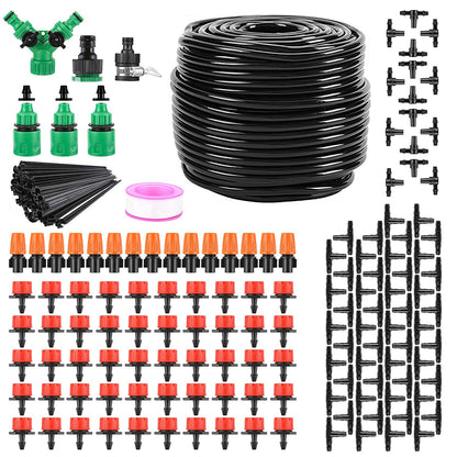 164FT Drip Irrigation Kit for Spring Summer Garden Automatic Garden Irrigation System Misting Plant Watering Drip Kit for Garden Greenhouse Flower Bed Patio Lawn