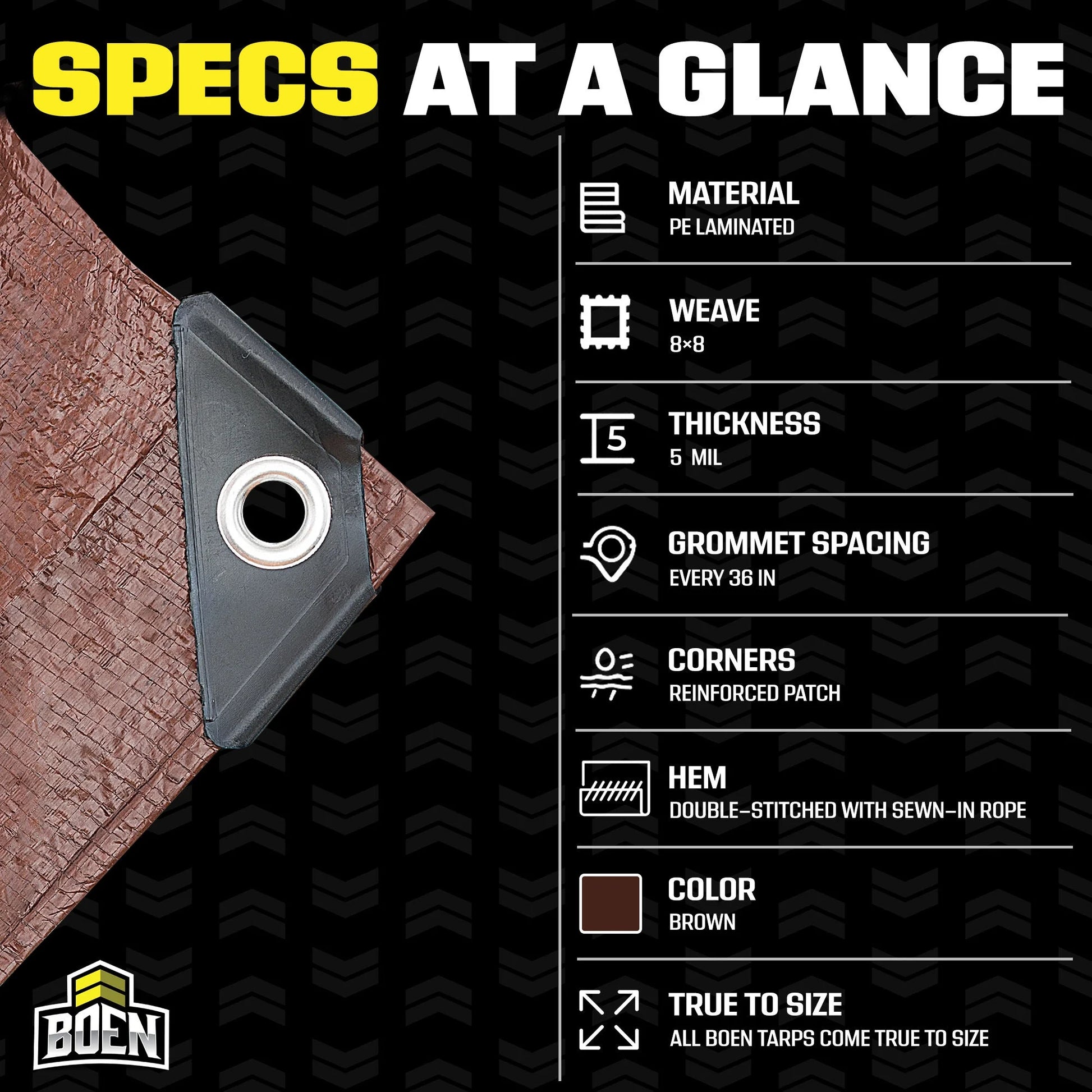 Multi-Purpose Tarp, 20 Ft X 30 Ft, 5 Mil Thick, Brown, Water-Resistant