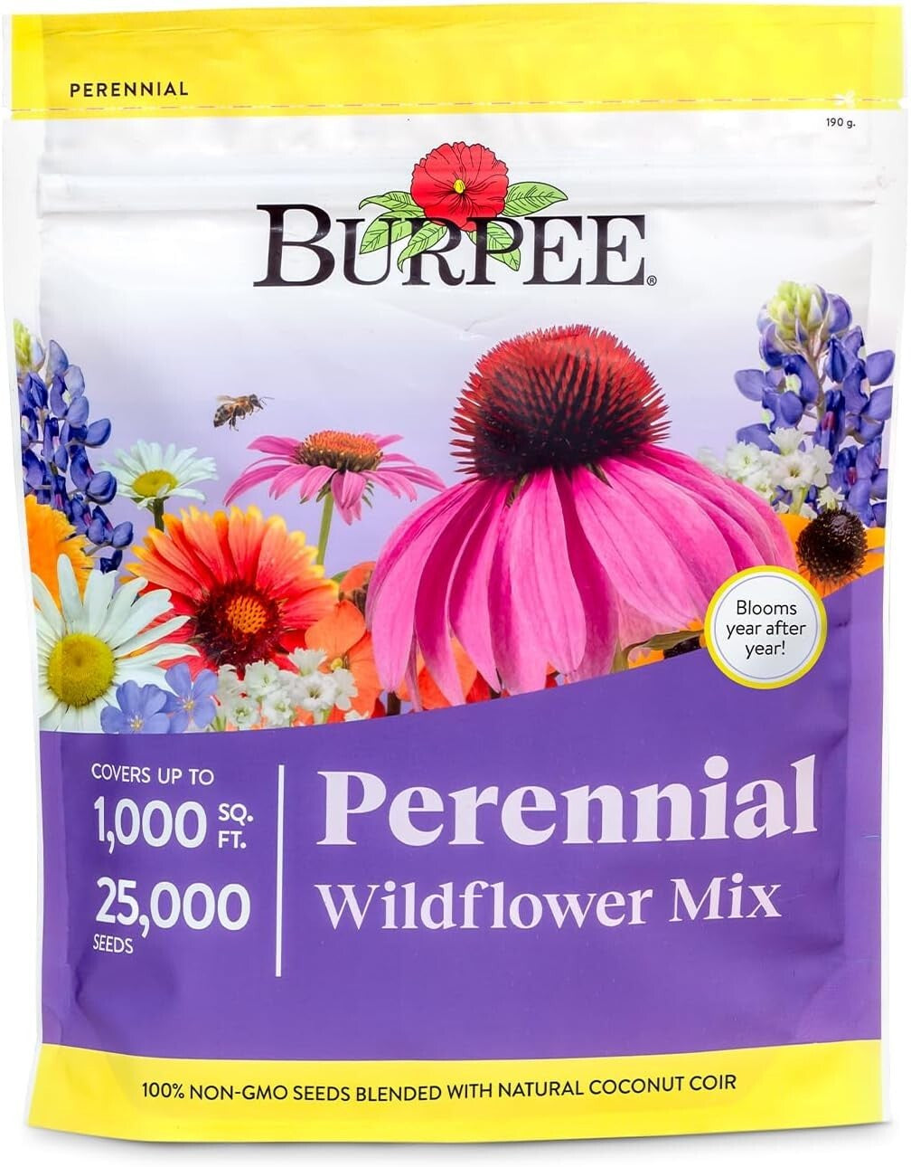 Burpee Wildflower 25,000 Bulk, 1 Bag, 18 Varieties of Non-Gmo Flower Seeds Polli