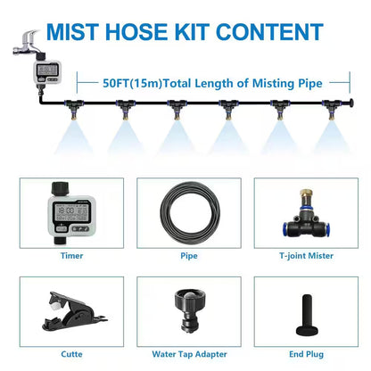 Multi-Function 50 Ft. Misting Cooling System with Timer for Outdoor Patio