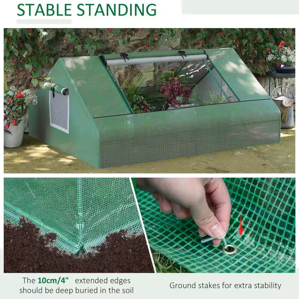 71 In. X 55 In. X 32 In. Mini Tunnel Greenhouse, Garden Planting Shed, Outdoor Flower Planter Warm House, Green