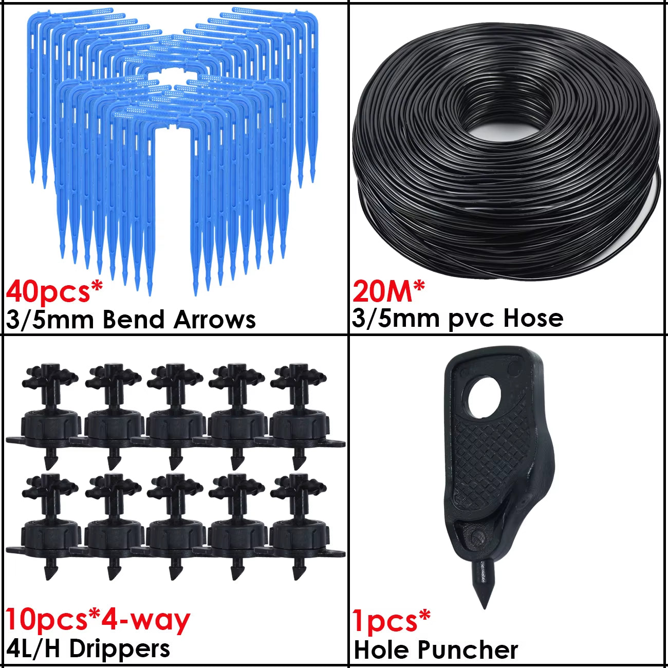 Greenhouse Drip Irrigation 4-Way 3/5Mm 2-Way Drip Arrow Transmitter Garden Automatic Watering System Potted Plant 10/20Set