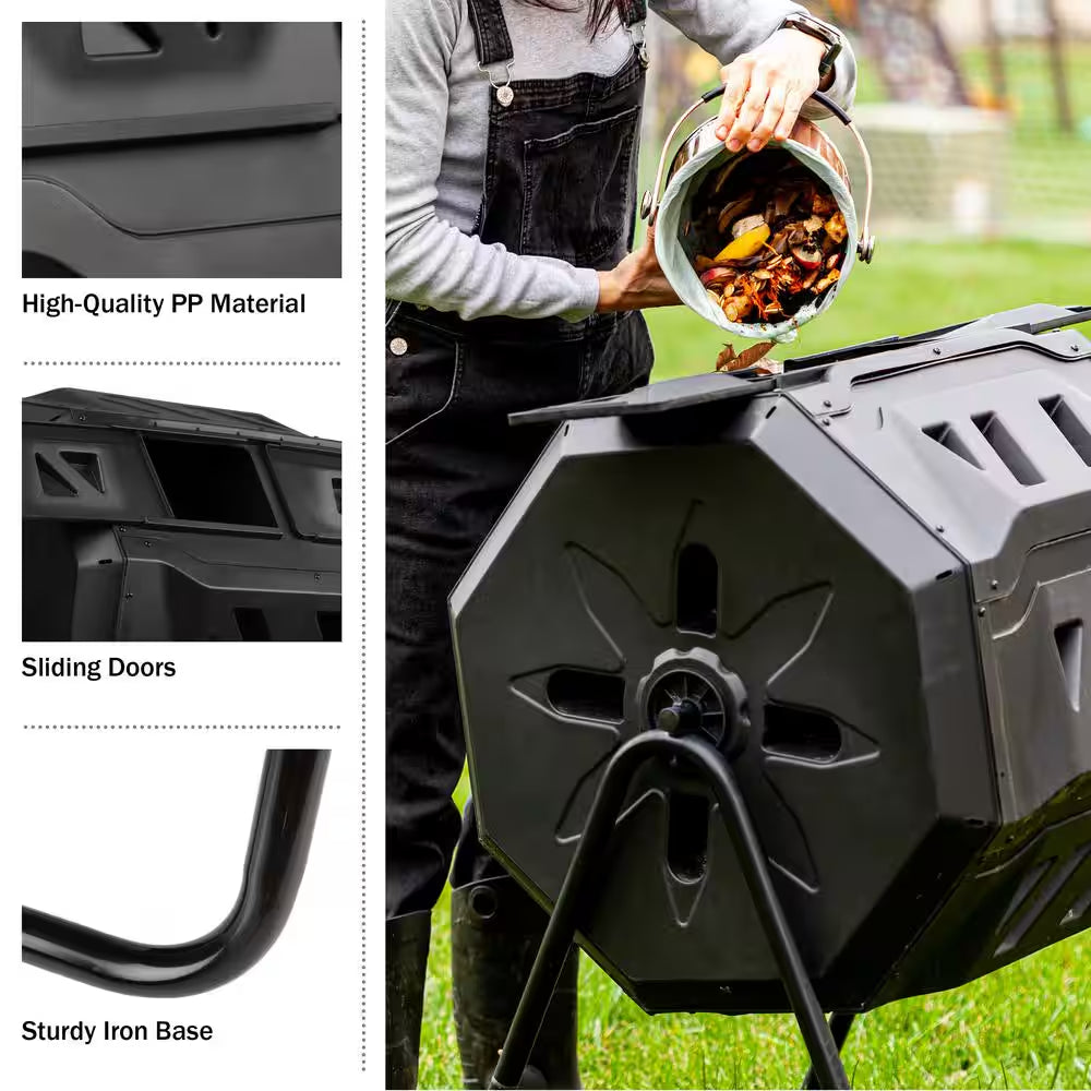 43 Gal. Compost Tumbler with Gloves
