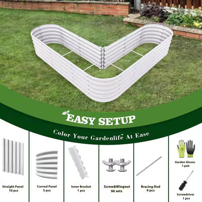 81 In. Heart-Shaped White Metal Planter Box Raised Garden Bed for Planting Vegetables Flowers