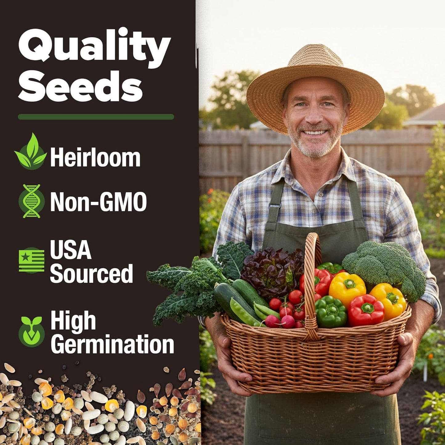 10 Variety Survival Seed Vault 2000+ USA Grown Heirloom Non-Gmo Vegetable Seeds for Planting, High Germination, Garden Starter Kit, Emergency Food Supply, Indoor Outdoor