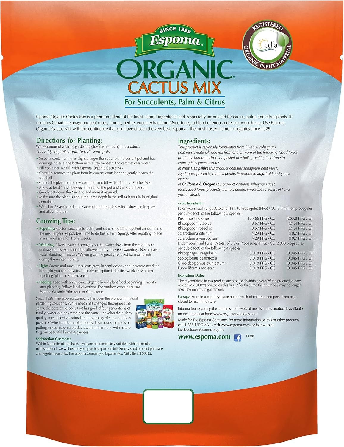 Espoma Organic Cactus Potting Soil Mix, Natural & Organic Soil for Cactus - 4 Qt