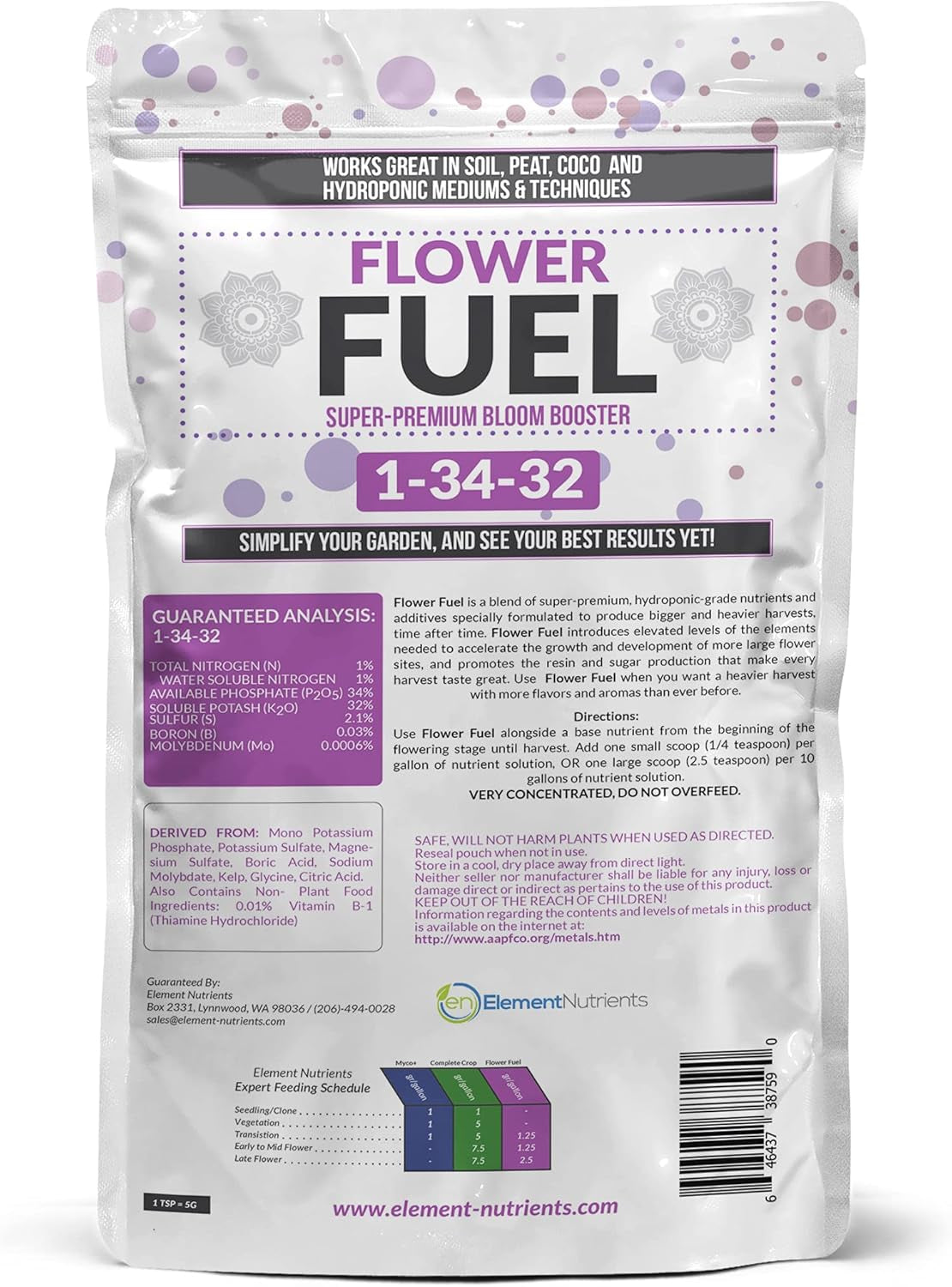 Flower Fuel 1-34-32, 1000G - the Best Flower Additive for Bigger, Heavier Harvests (1000G)