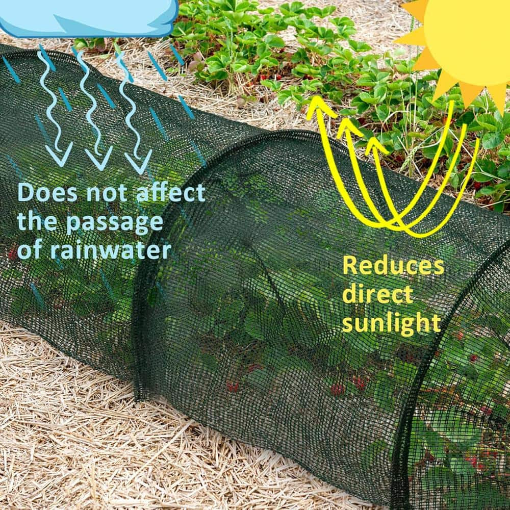 11.8 In. W X 118 In. D X 17.7 In. H Garden Tunnel Shade Net Cover Portable Greenhouse with Quick-Release, Green (2-Pack)