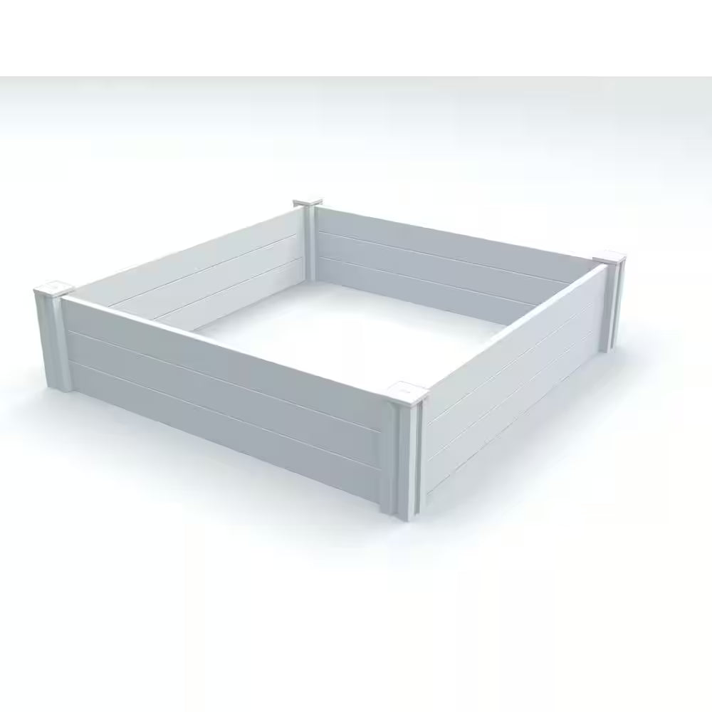 Classic 48"L X 48"W X 11"H Vinyl Raised Garden Bed, White, VT17108