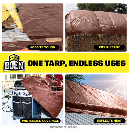 Multi-Purpose Tarp, 20 Ft X 30 Ft, 5 Mil Thick, Brown, Water-Resistant