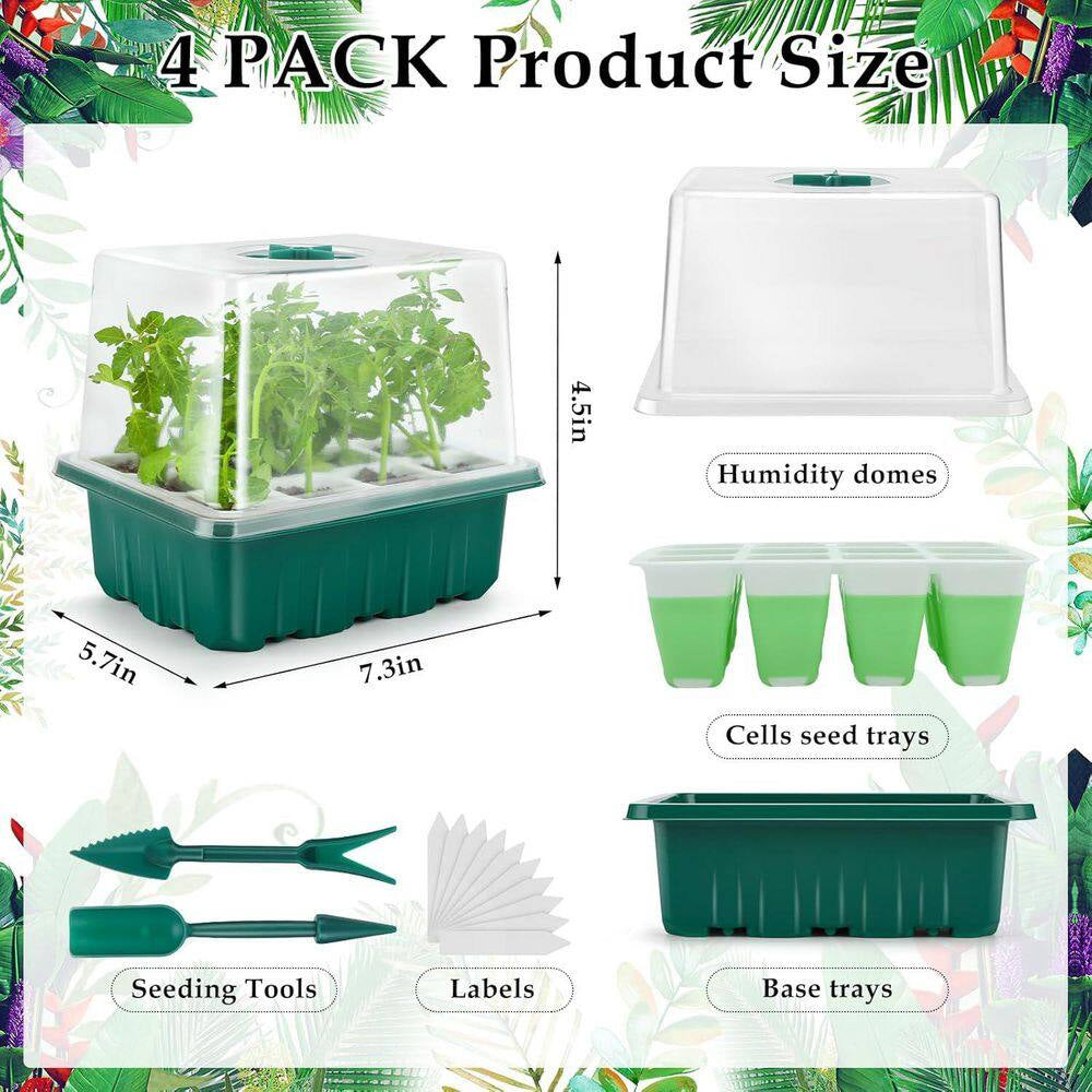 72 Cells Indoor Seed Starter Kit W/ Humidity Dome, Reusable Germination Tray, Bpa-Free, Dishwasher Safe