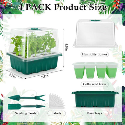 72 Cells Indoor Seed Starter Kit W/ Humidity Dome, Reusable Germination Tray, Bpa-Free, Dishwasher Safe