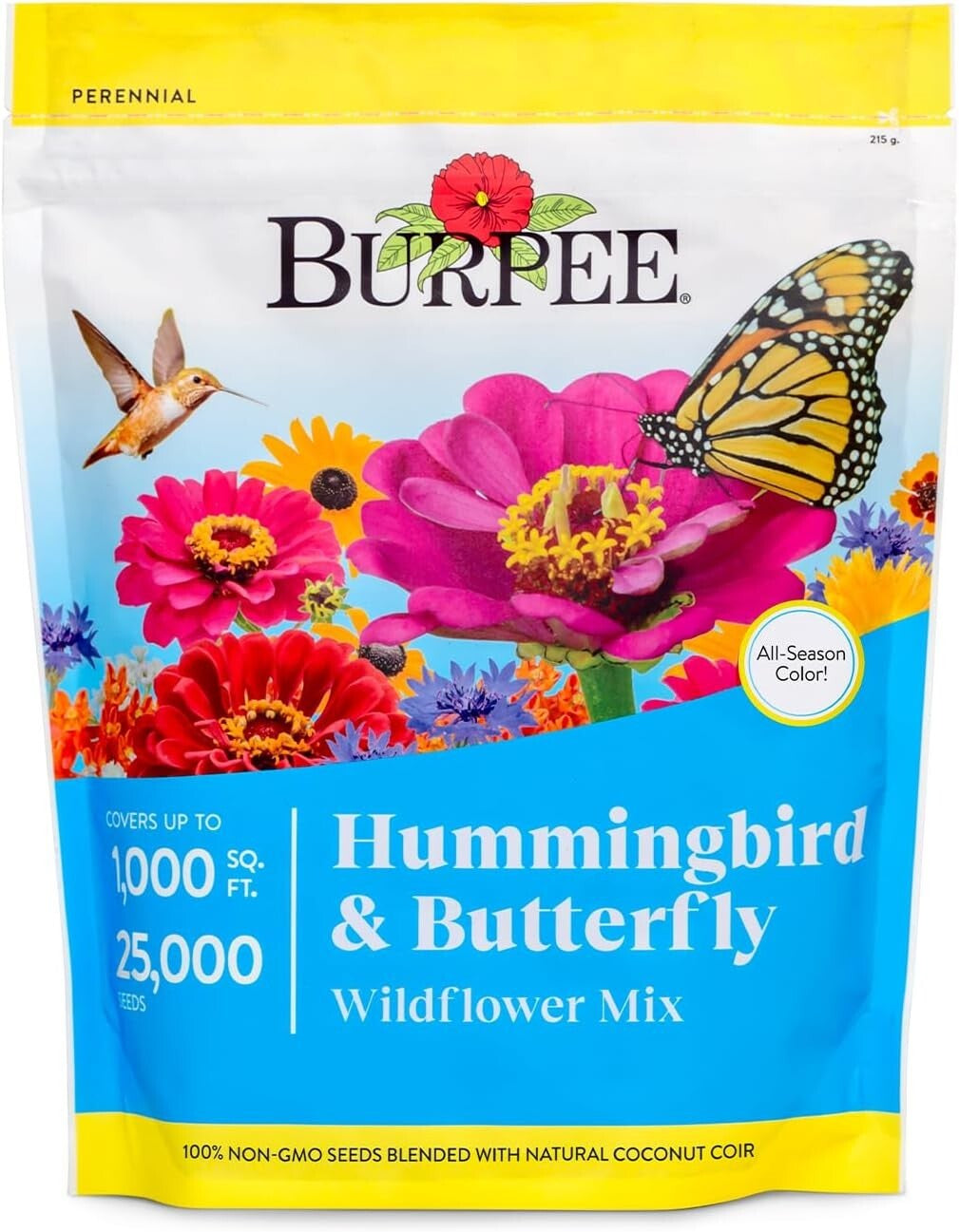 Burpee Wildflower 25,000 Bulk, 1 Bag, 18 Varieties of Non-Gmo Flower Seeds Polli