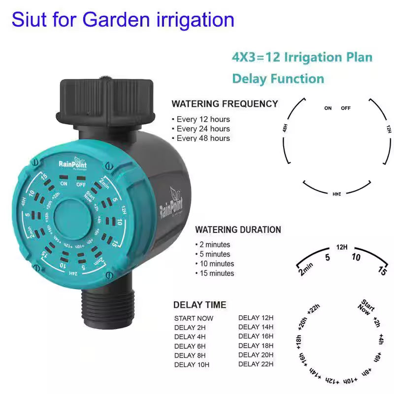 Outdoor One Key Set Automatic Garden Watering Timer Waterproof Irrigation System Controller, Blue