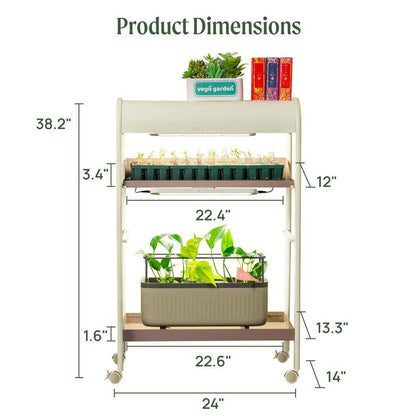 2 Tier Grow Light Garden, Plant Stand with Plant Shelf Rack with Wheels for Seed Starting, Indoor Plants Display