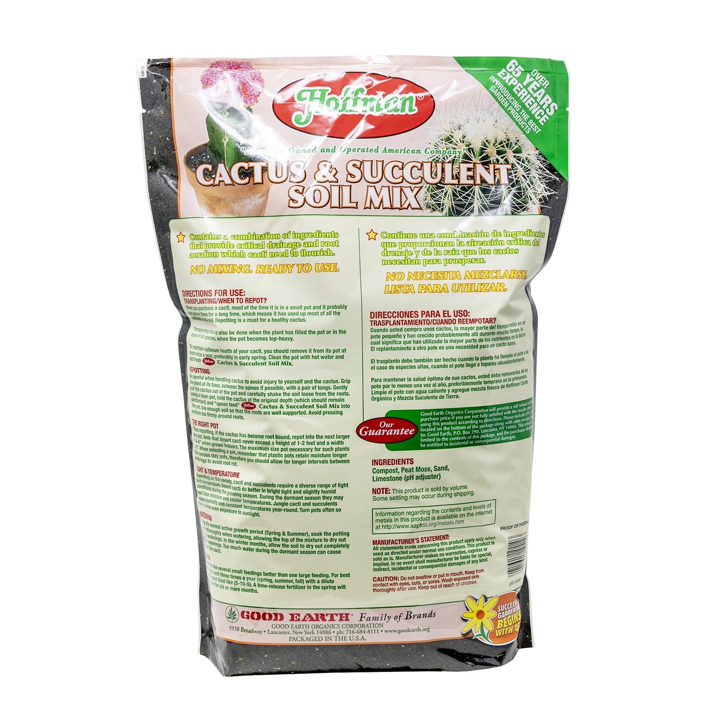 Hoffman Organic Cactus & Succulent Soil Mix — Fast‑Draining, Ph‑Balanced, 10Qt
