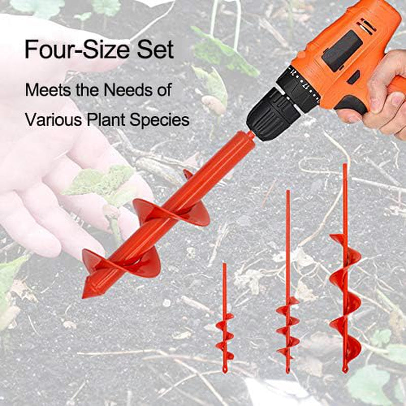 Auger Drill Bit for Planting Set of 4, Garden Ground Earth Spiral Drill Bit For
