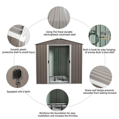 6 Ft. X 5 Ft. Gray Outdoor Metal Garden Storage Shed with Window for Garden, Lawn (30 Sq. Ft.)