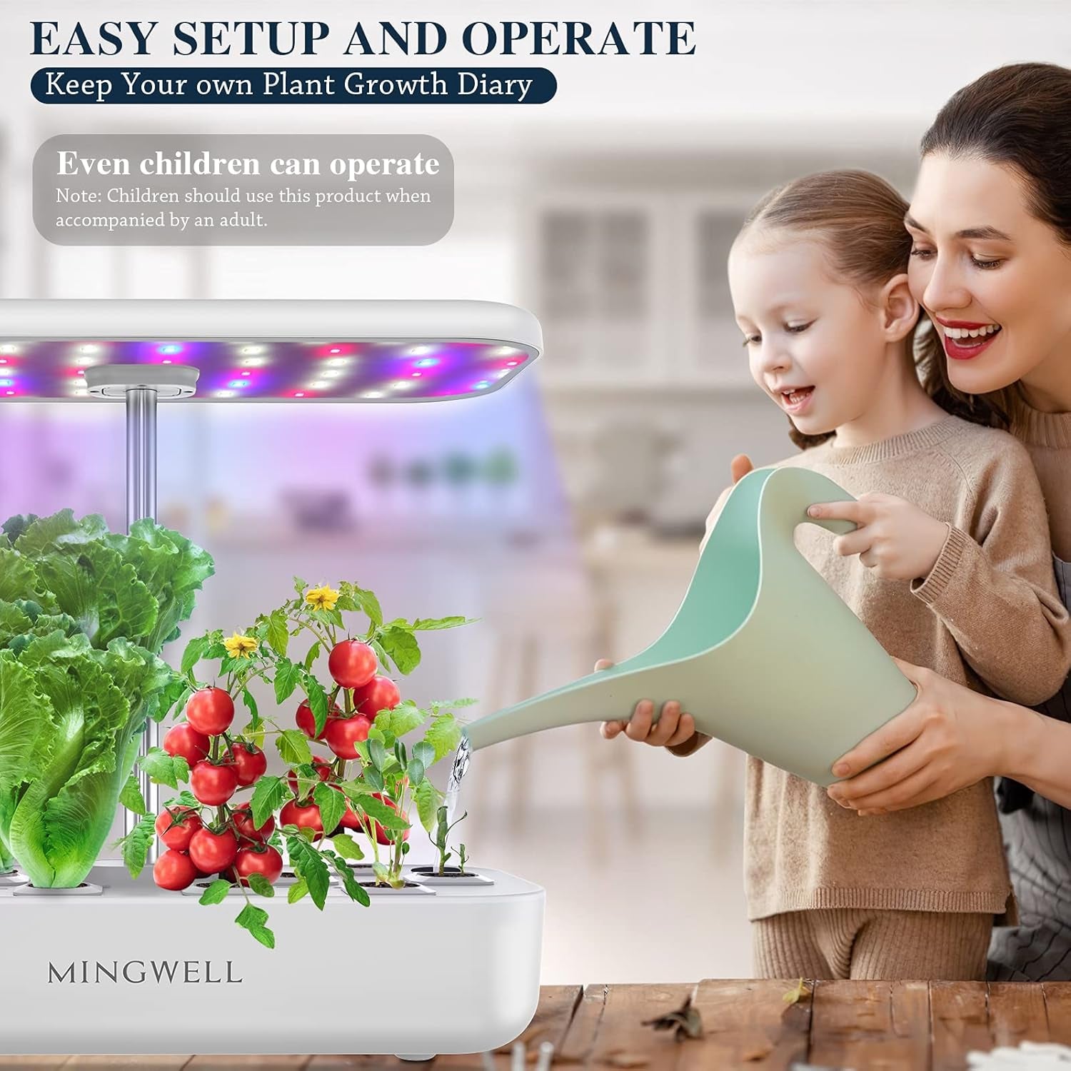 Hydroponics Growing System,  12 Pods Herb Growing Kit with LED Lights up to 19.4" Adjustable Height Automatic Timer Indoor Gardening Herb Faster Growing Planting Kit for Home Kitchen (White)