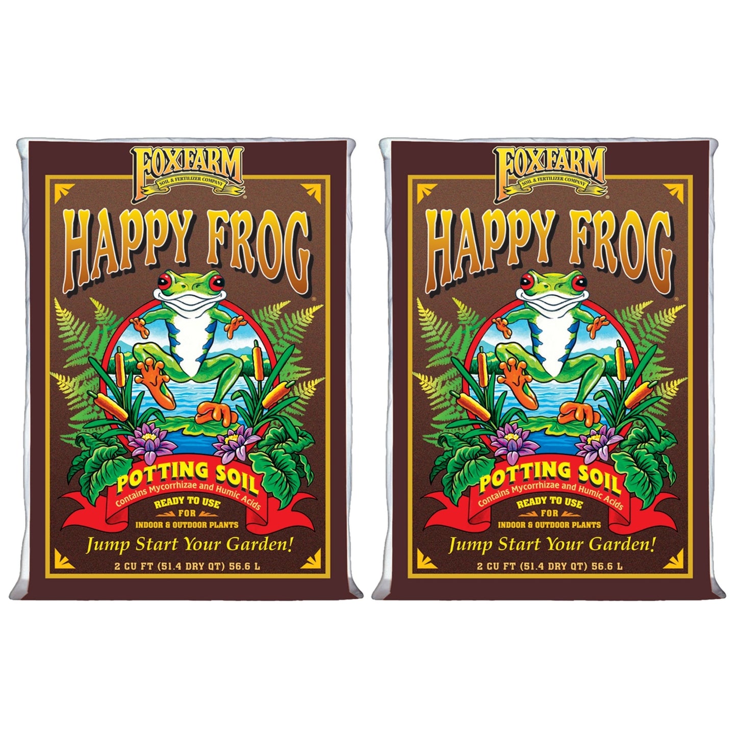 Foxfarm Happy Frog Potting Soil Mix with Mycorrhizal Fungi, 2Cu Ft (Pack of 2)
