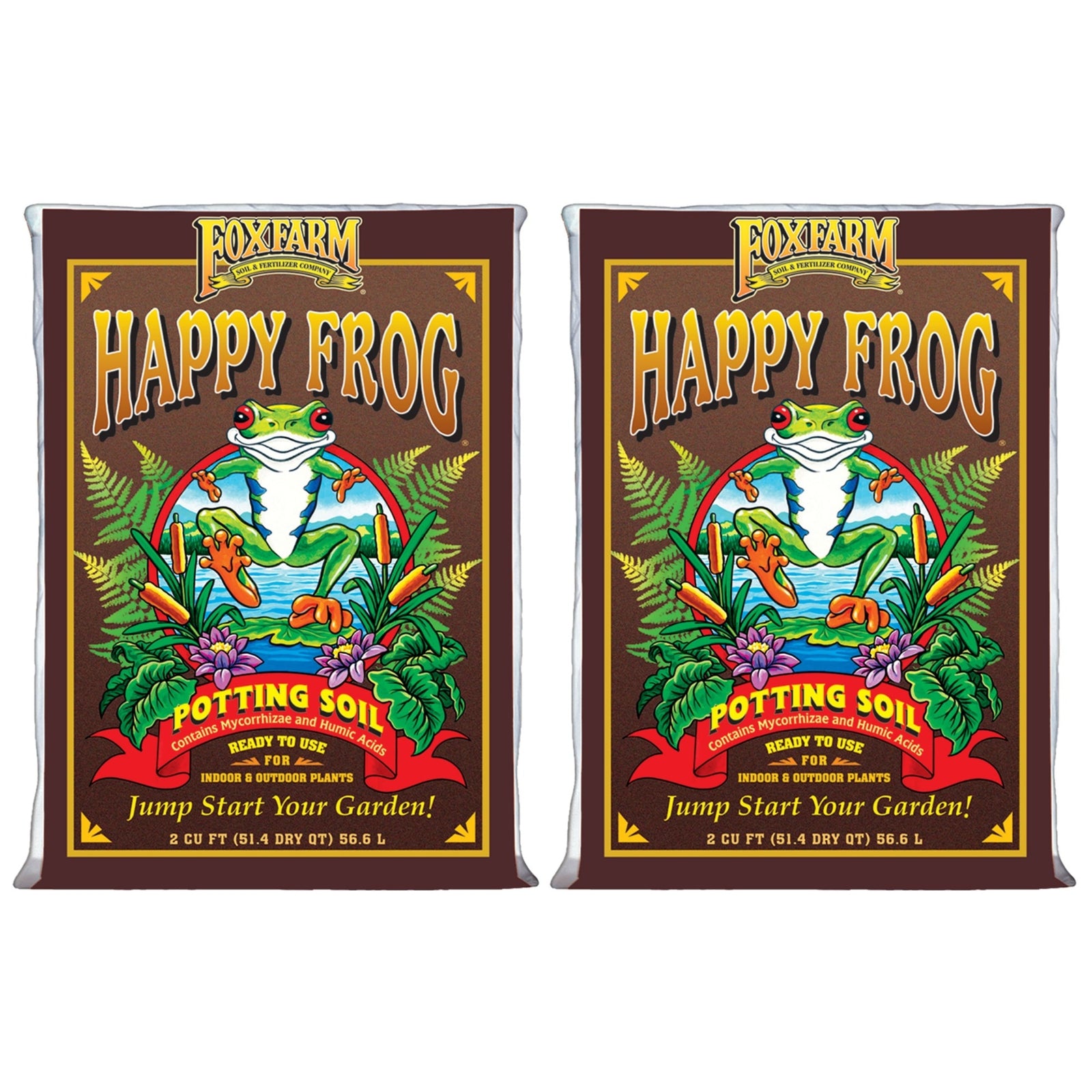 Foxfarm Happy Frog Potting Soil Mix with Mycorrhizal Fungi, 2Cu Ft (Pack of 2)