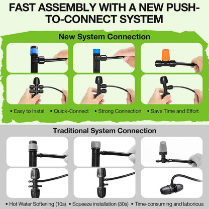 26 Ft. Micro Drip Irrigation Kit with Adjustable Nozzle Emitters and Barbed Fittings