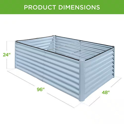 8 Ft. X 4 Ft. X 2 Ft. Mist Blue Outdoor Steel Raised Garden Bed, Planter Box for Vegetables, Flowers, Herbs