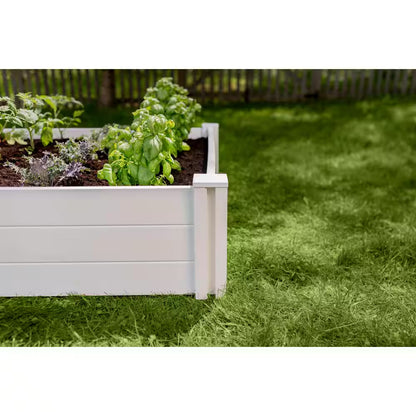 Classic 48"L X 48"W X 11"H Vinyl Raised Garden Bed, White, VT17108