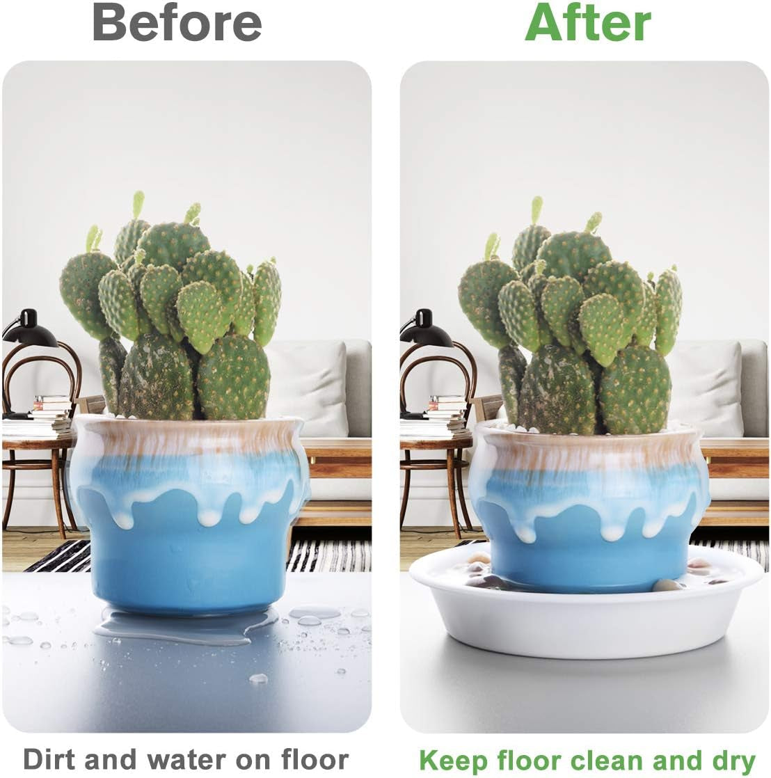 Plant Saucer 8 Inch of 3 Pack Drip Tray White for Indoors and Outdoor Durable Thicker Plastic Plant Tray (8 Inch)