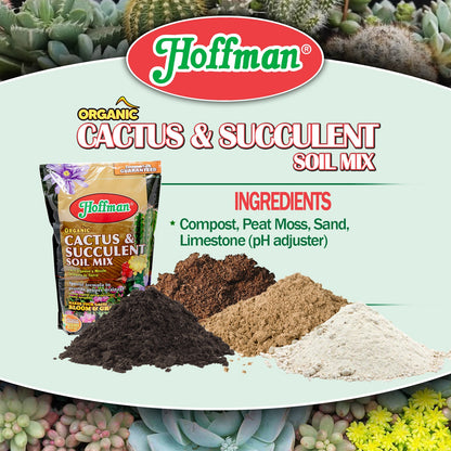 Hoffman Organic Cactus & Succulent Soil Mix — Fast‑Draining, Ph‑Balanced, 10Qt