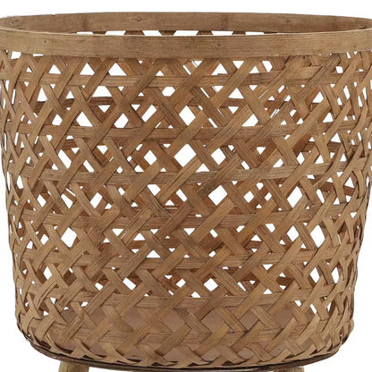 Brown Bamboo round Outdoor Planter for Garden Pool, for Planting and Potting Succulents, 3-Pack