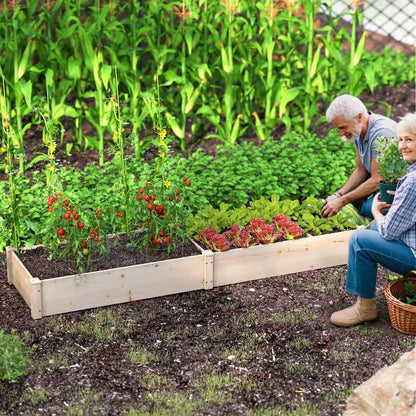 Wood Raised Garden Bed, Elevated Patio Planter with 7 Planting Compartments for Flower