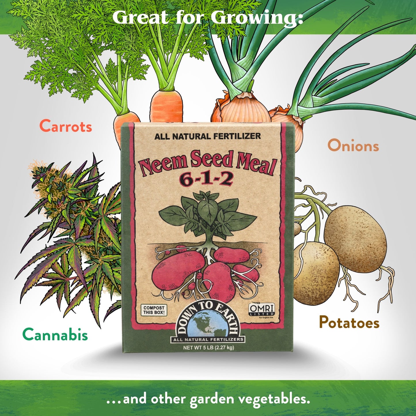 Down to Earth Organic Neem Seed Meal 6-1-2 All-Natural Fertilizer Mix, 5 Lbs