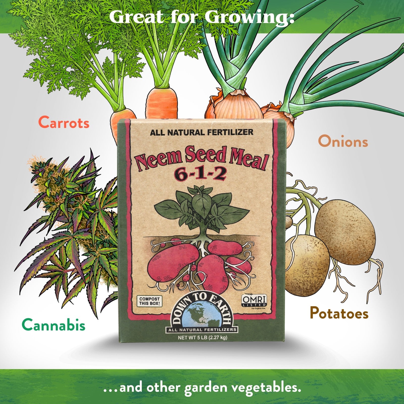 Down to Earth Organic Neem Seed Meal 6-1-2 All-Natural Fertilizer Mix, 5 Lbs