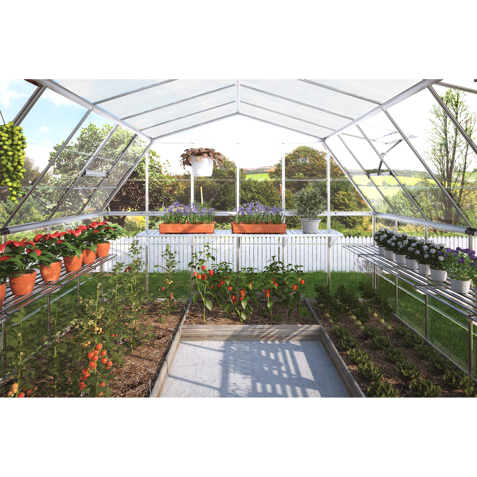 Palram Canopia Americana 12 Ft. X 12 Ft. Greenhouse Kit with Premium Accessory Pack