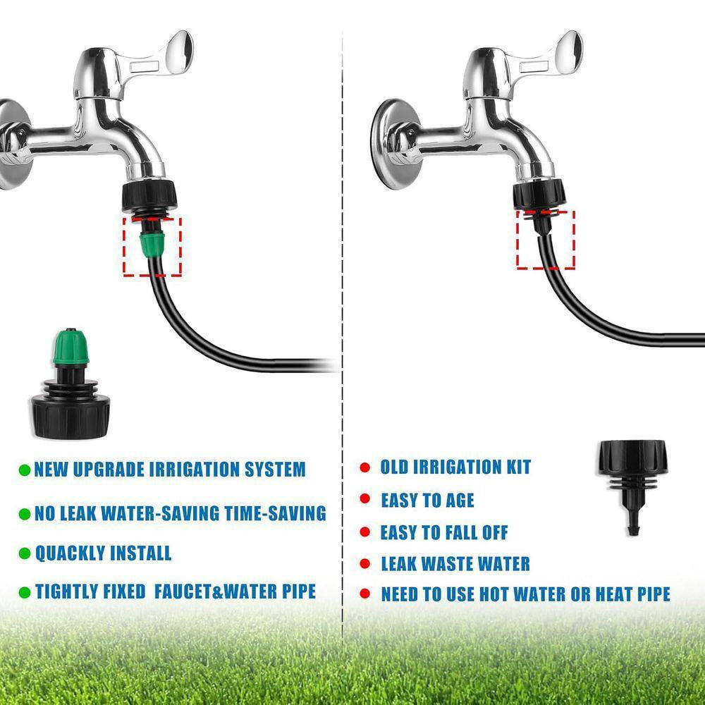 Automatic Misting Cooling System Adjustable Barbed Drip Irrigation Kit with 1/4 Inch Tubing for Patio Greenhouse Garden