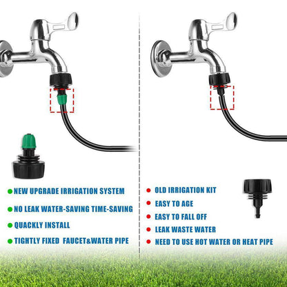 Automatic Misting Cooling System Adjustable Barbed Drip Irrigation Kit with 1/4 Inch Tubing for Patio Greenhouse Garden