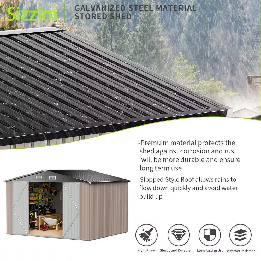 10 Ft. W X 8 Ft. D Metal Storage Shed for Garden and Backyard (73 Sq. Ft.)