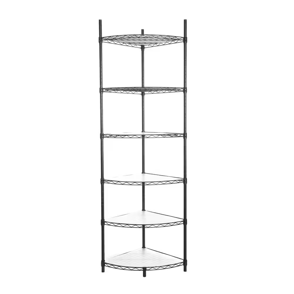 6-Tier Outdoor Garden Garage Black Iron Storage Shelf Shelves Organizer Wire Shelving Unit Plant Stand