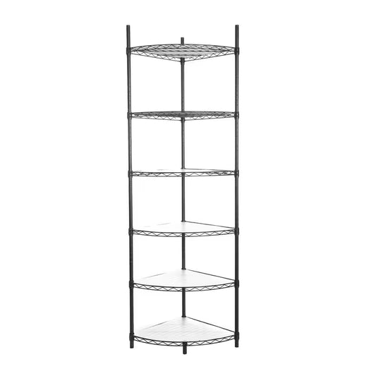 6-Tier Outdoor Garden Garage Black Iron Storage Shelf Shelves Organizer Wire Shelving Unit Plant Stand