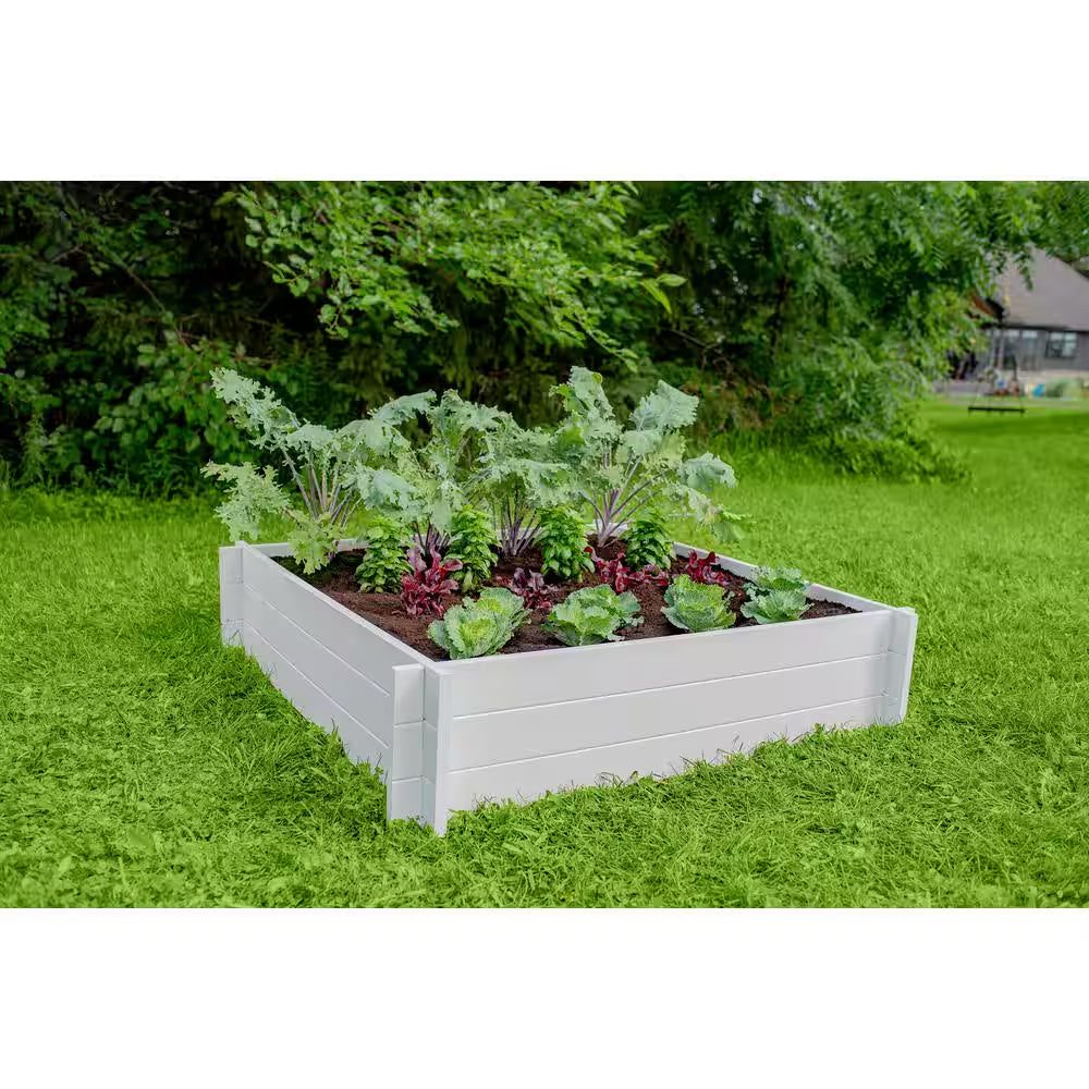 Classic 48"L X 48"W X 11"H Vinyl Hudson Raised Garden Bed, White, VA68237