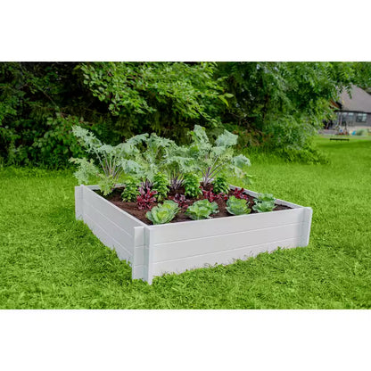Classic 48"L X 48"W X 11"H Vinyl Hudson Raised Garden Bed, White, VA68237