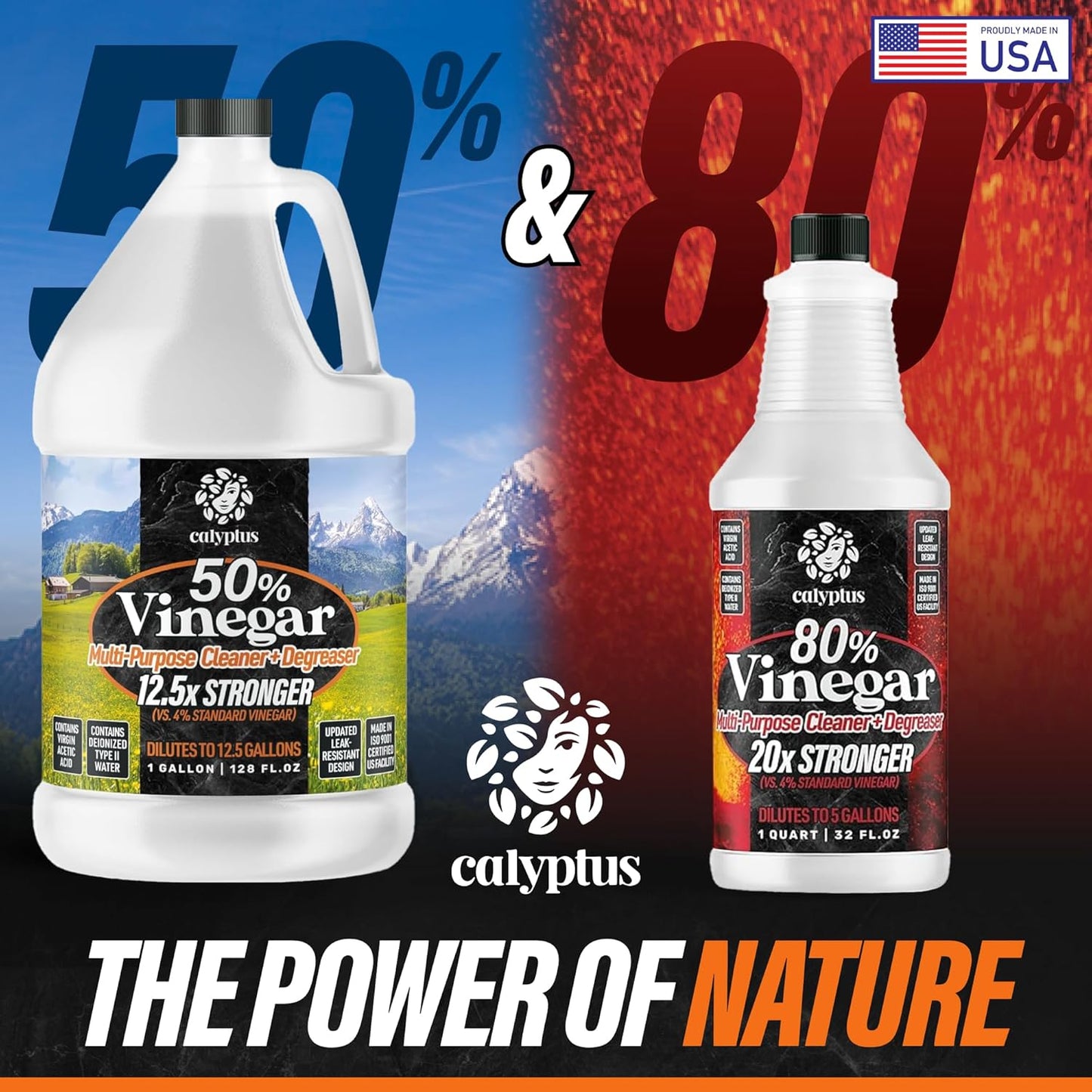 50% Pure Concentrated Vinegar | Maximum-Performance (12.5X) Power | Technical Grade | Dilutes Easily to 5% Acidity (1.5 Cups per Gallon) | Home and Outdoor Cleaning Concentrate | 1 Gallon