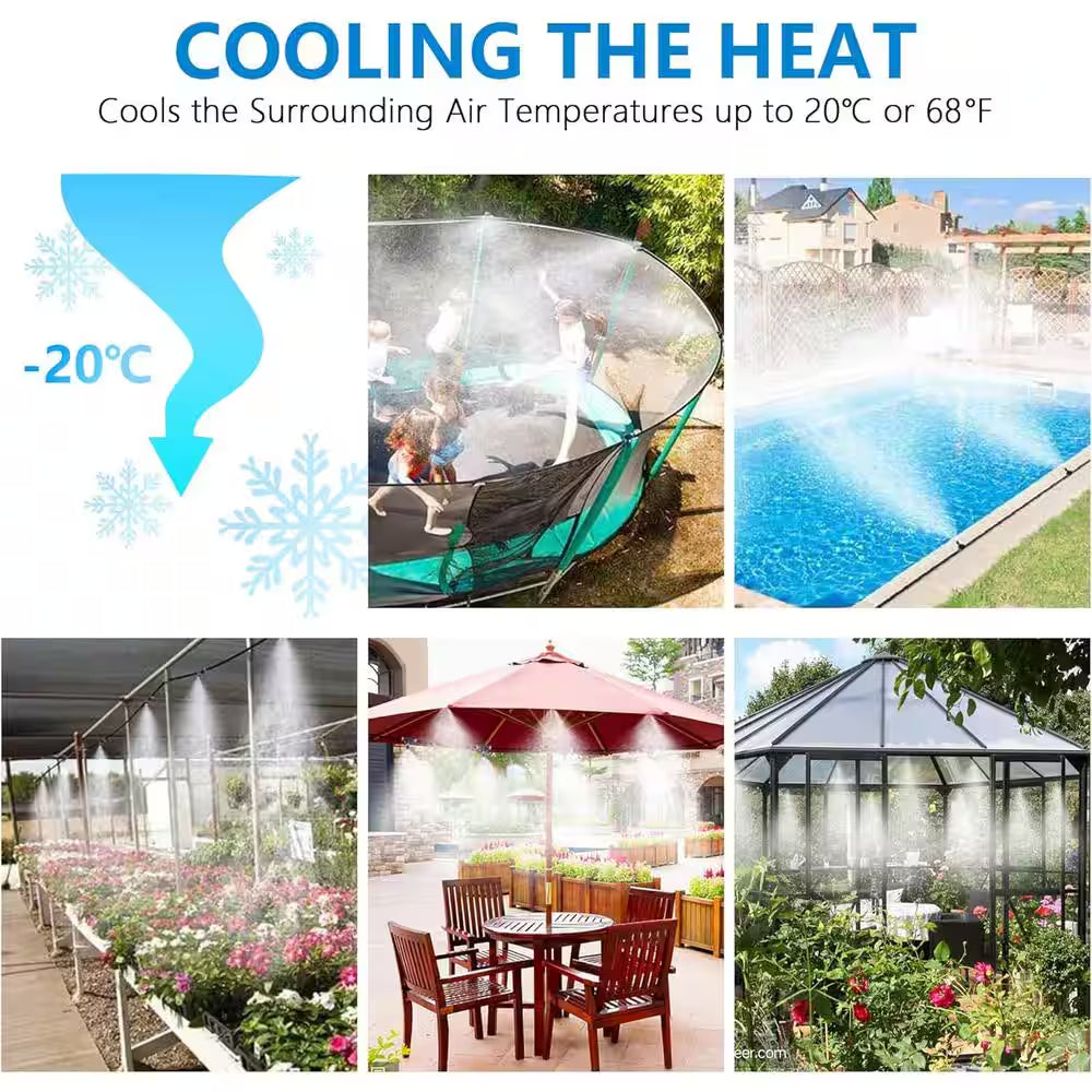 Multi-Function 50 Ft. Misting Cooling System with Timer for Outdoor Patio