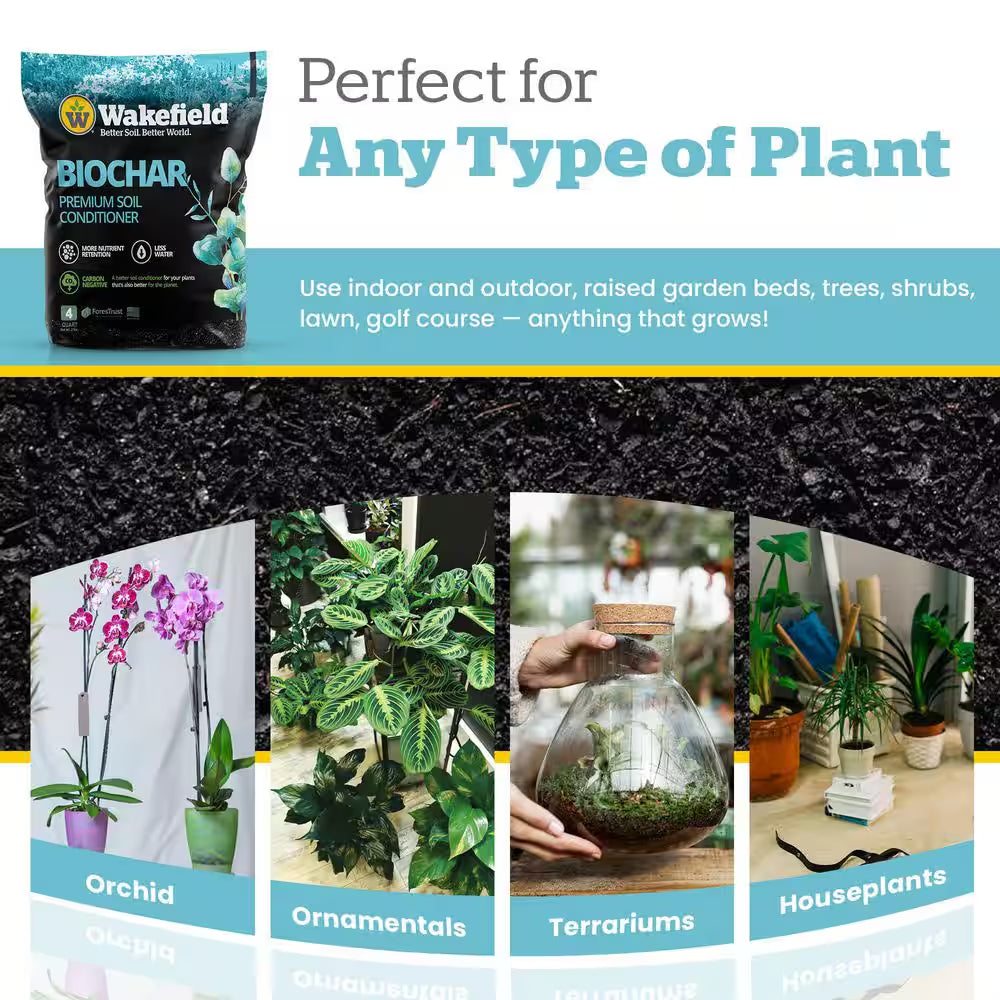 Biochar (100% Pure Biochar), Soil Amendment-4 Qt. Bag