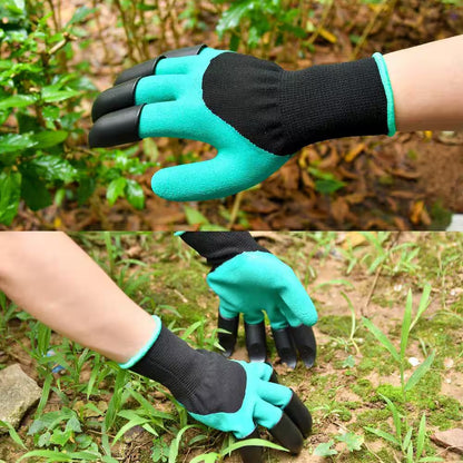 10 In. Waterproof Garden Gloves with Claws for Digging Planting and Yard Work 1-Pair