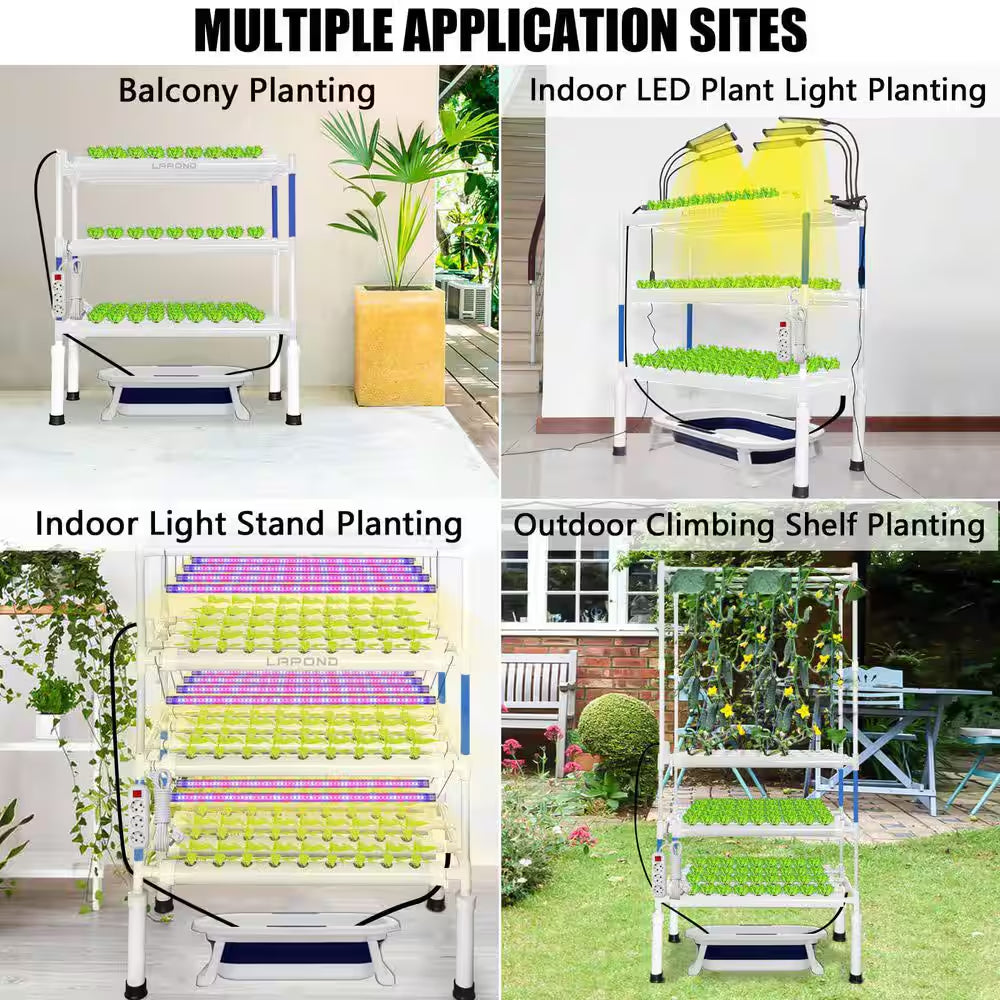 3-Layer Hydroponic Growing System Kit W/ 108 Plant Sites, Food-Grade PVC-U Pipes for Vegetables, Flowers, Fruits, Herbs