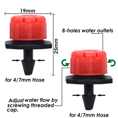 Garden Drip Irrigation Automatic Watering System Kit 1/4'' Nozzles for Bonsai Pot Plant Lawn Flower Vegetable Greenhouse